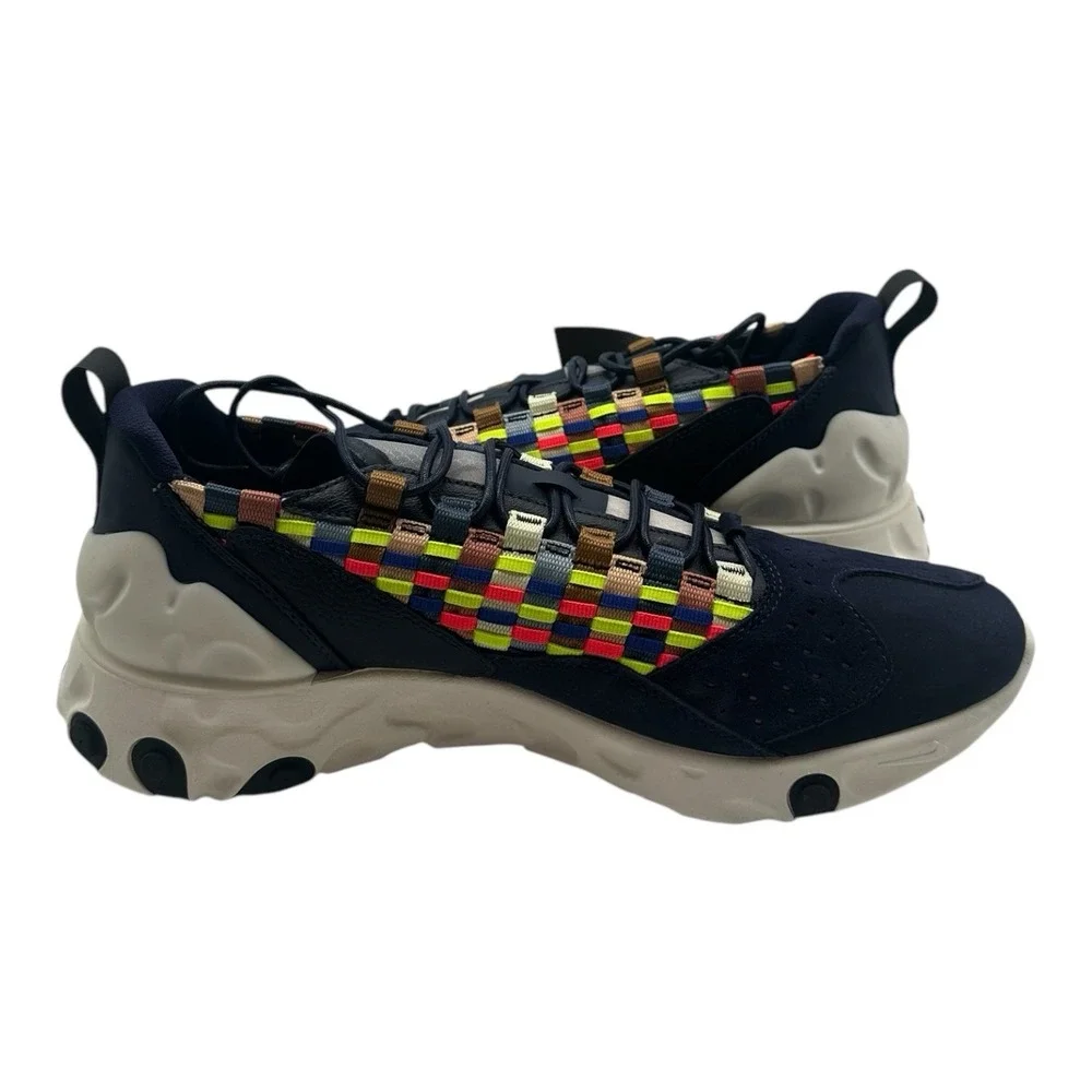 Nike React‎ Sertu Shoes Mens 8.5 Blackened Blue Black Sail Sneakers AT5301-400
